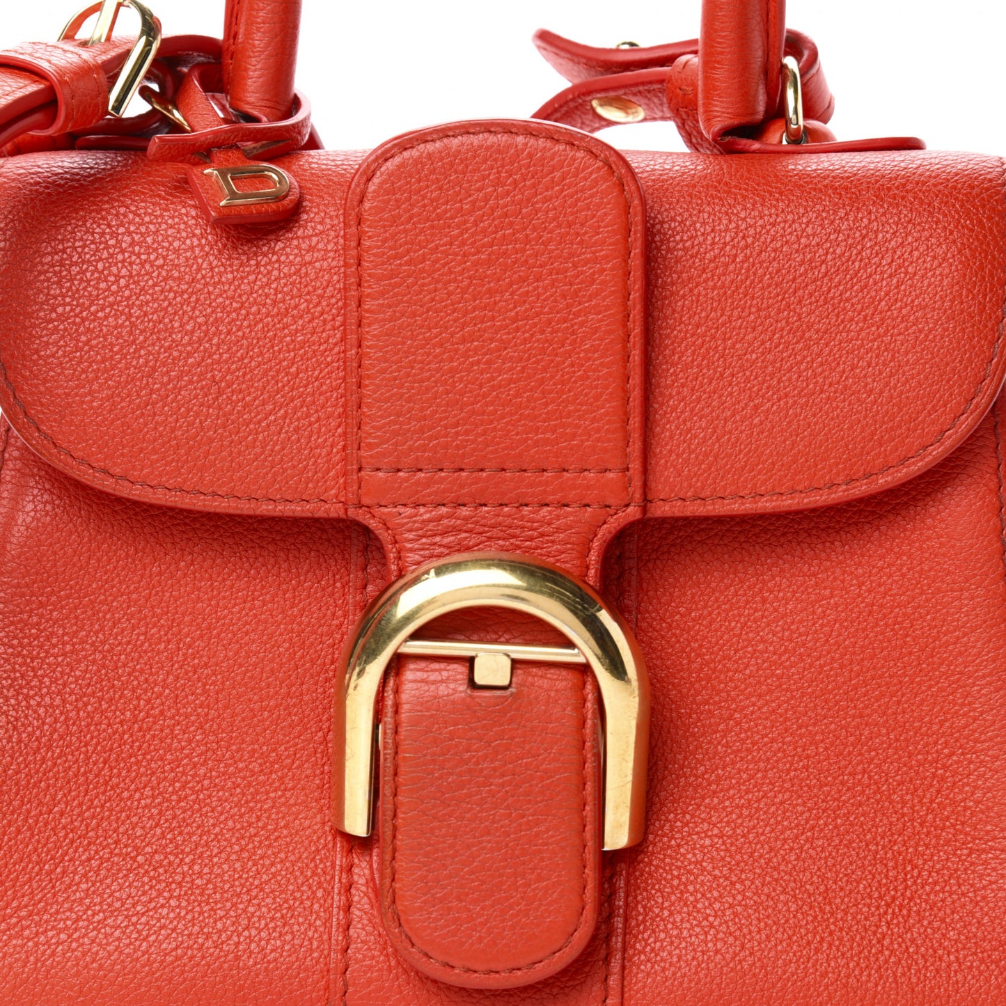 Grained Calfskin Mini Brillant Satchel Red