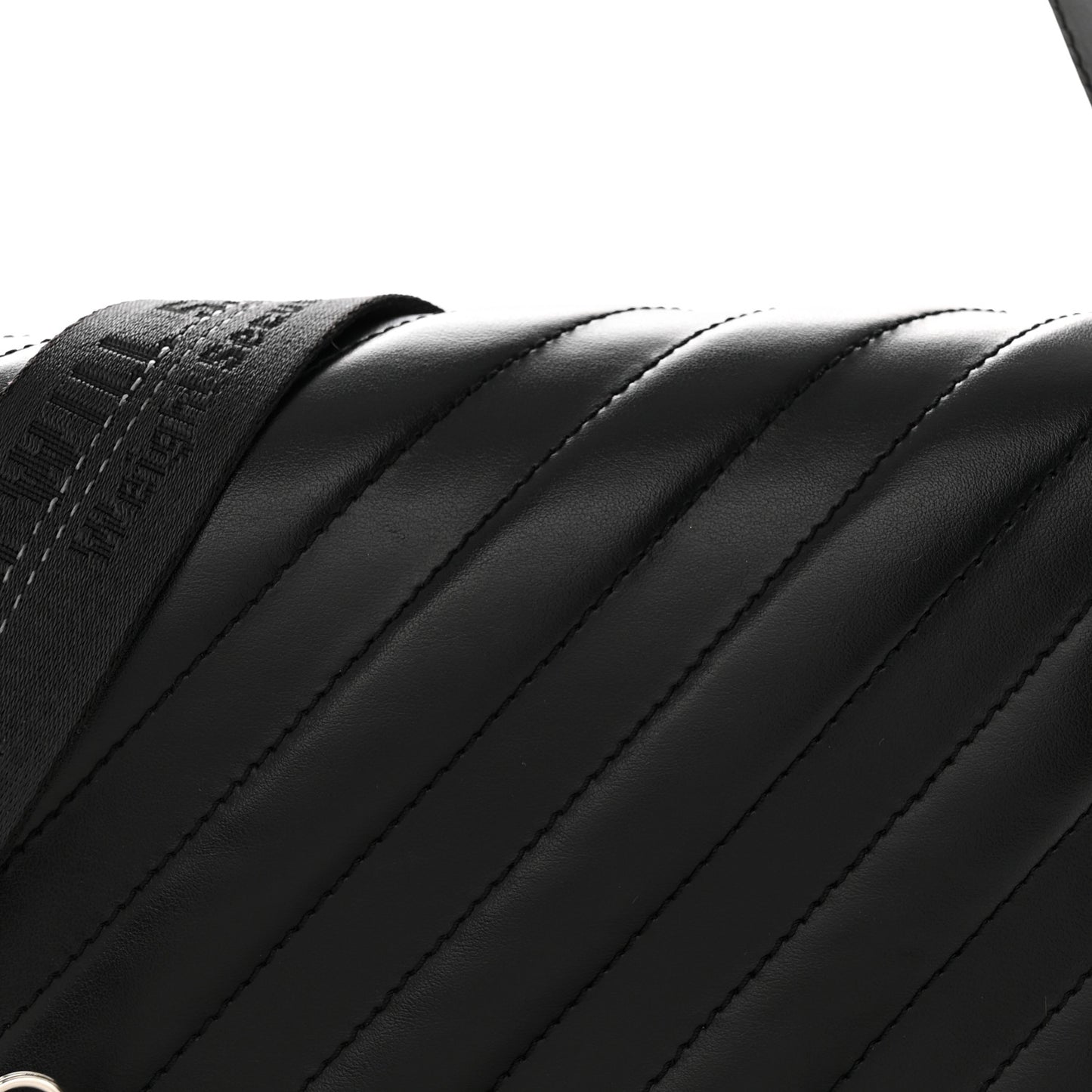 Calfskin Padded Diag Binder Flap Bag Black
