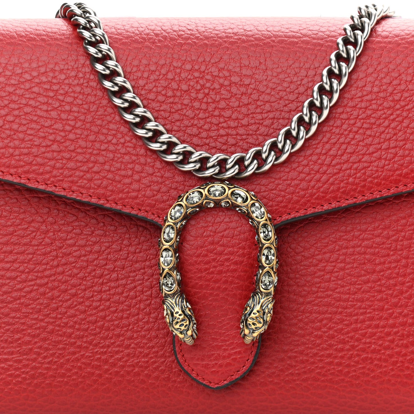 Calfskin Mini Dionysus Chain Wallet Hibiscus Red