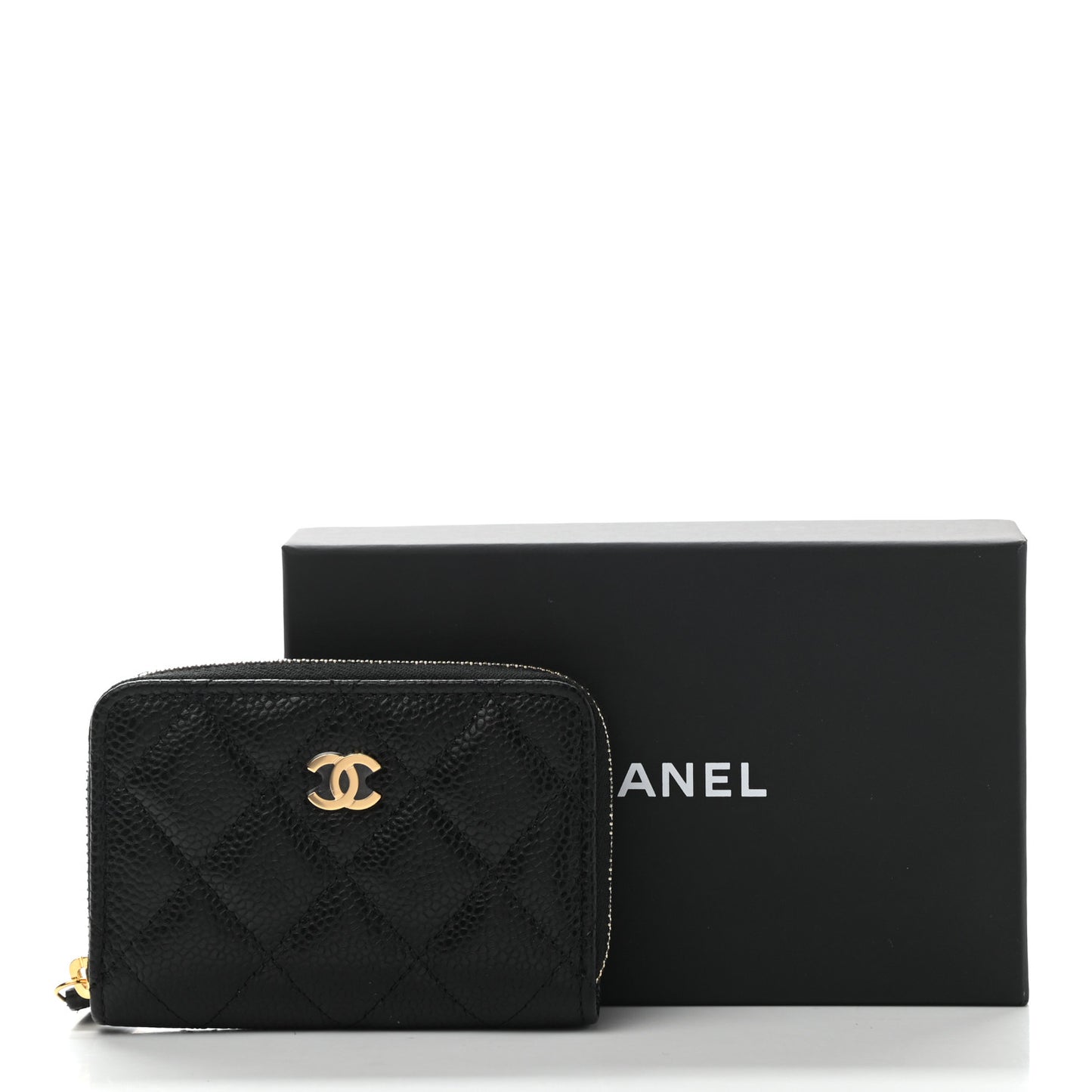 Caviar Quilted Classic Zipped Coin Purse Black