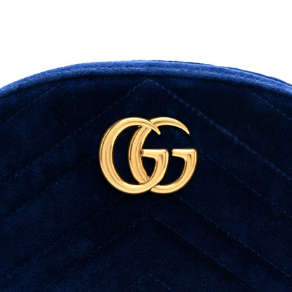 Gucci Velvet Matelasse GG Marmont Belt Bag 85 34 Cobalt Blue 10 of 15
