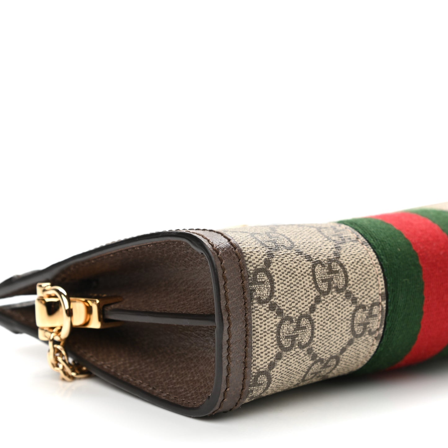 GG Supreme Monogram Textured Dollar Calfskin Web Mini Ophidia Chain Shoulder Bag Beige Ebony New Acero