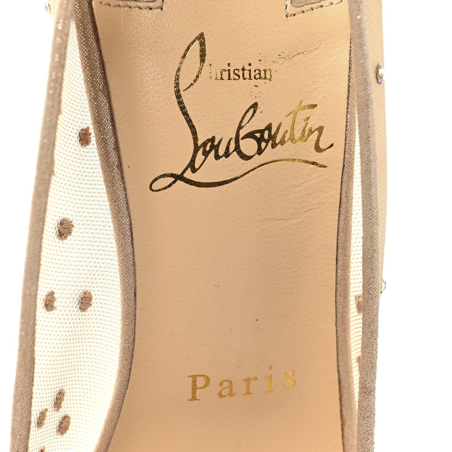 Christian Louboutin Suede Silk Crystal Strass Follies 100 Pumps 36 Light Silk 8 of 8