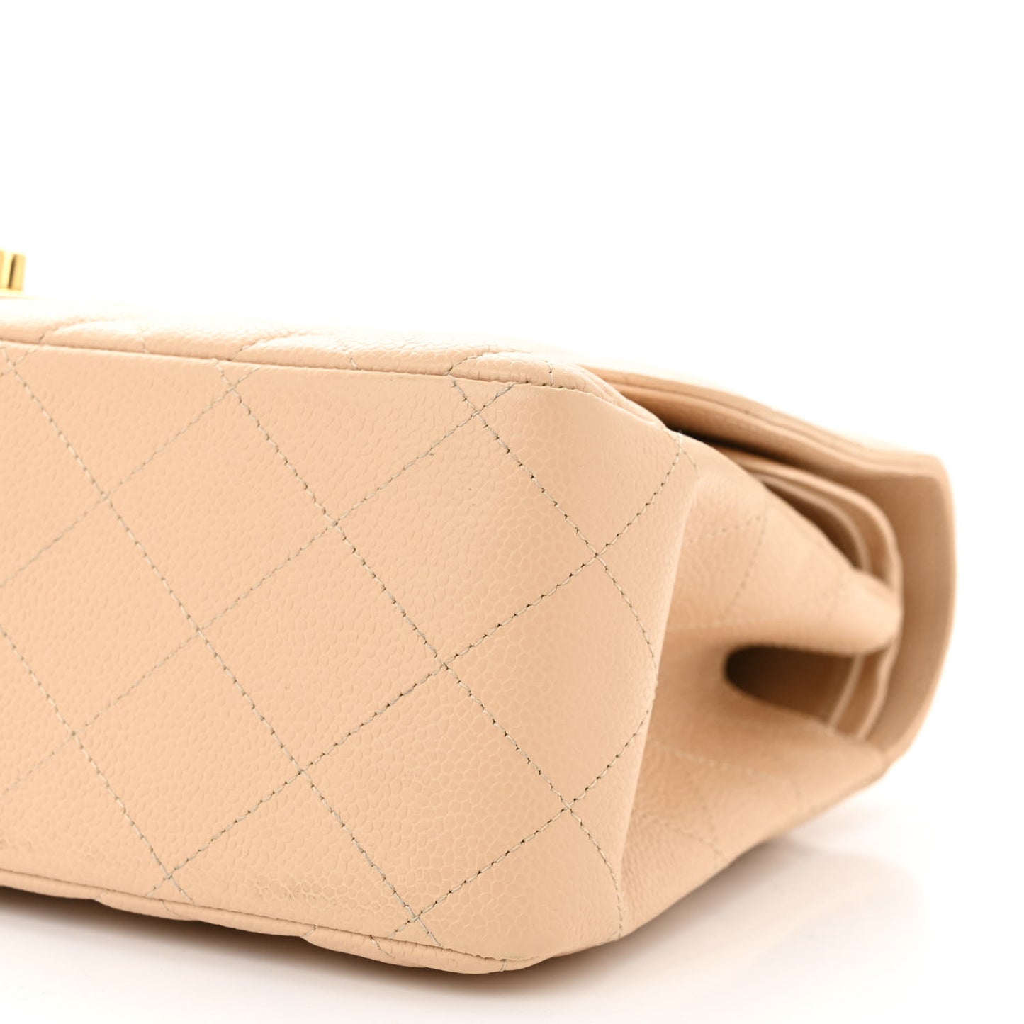 Caviar Quilted Jumbo Double Flap Beige