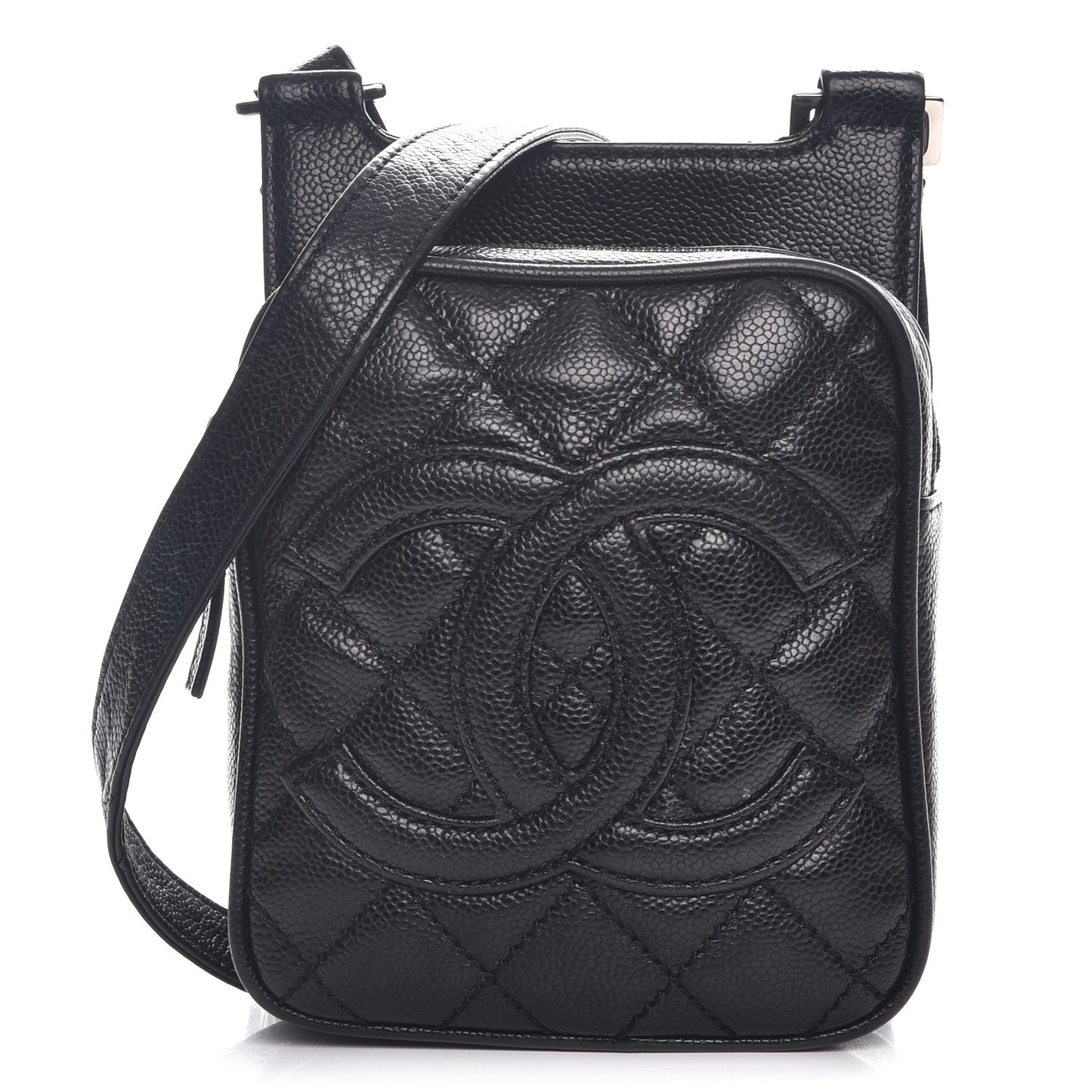 Caviar Quilted Camera Shoulder Bag Black