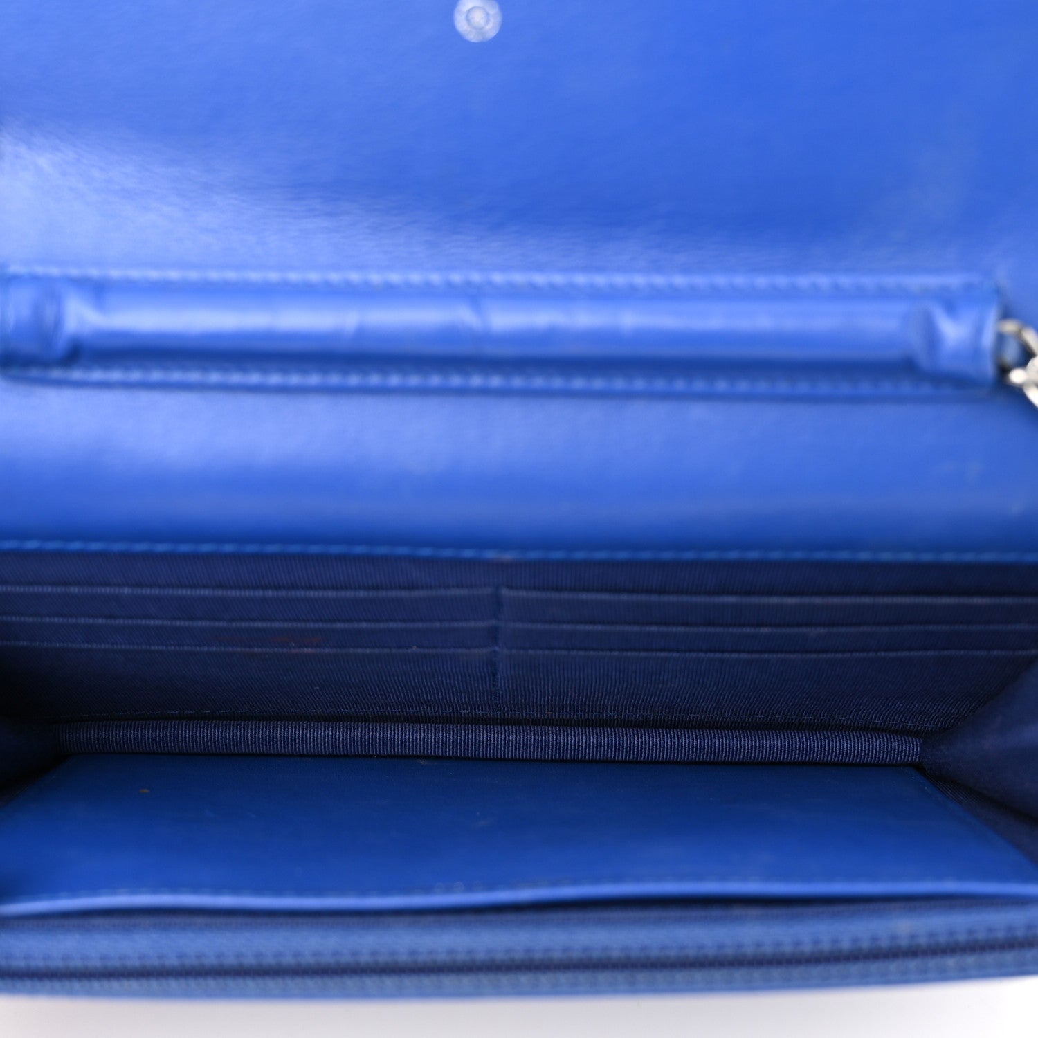 Chanel Patent Quilted Wallet On Chain WOC Blue 5 of 12