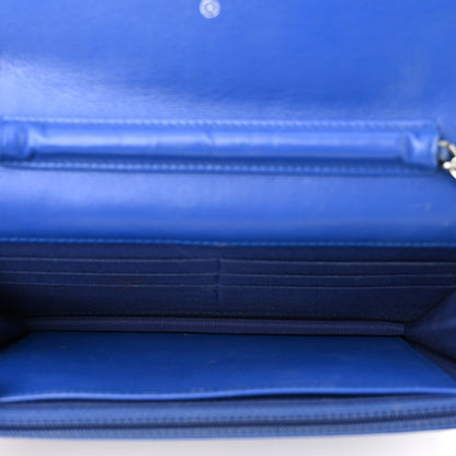 Chanel Patent Quilted Wallet On Chain WOC Blue 5 of 12
