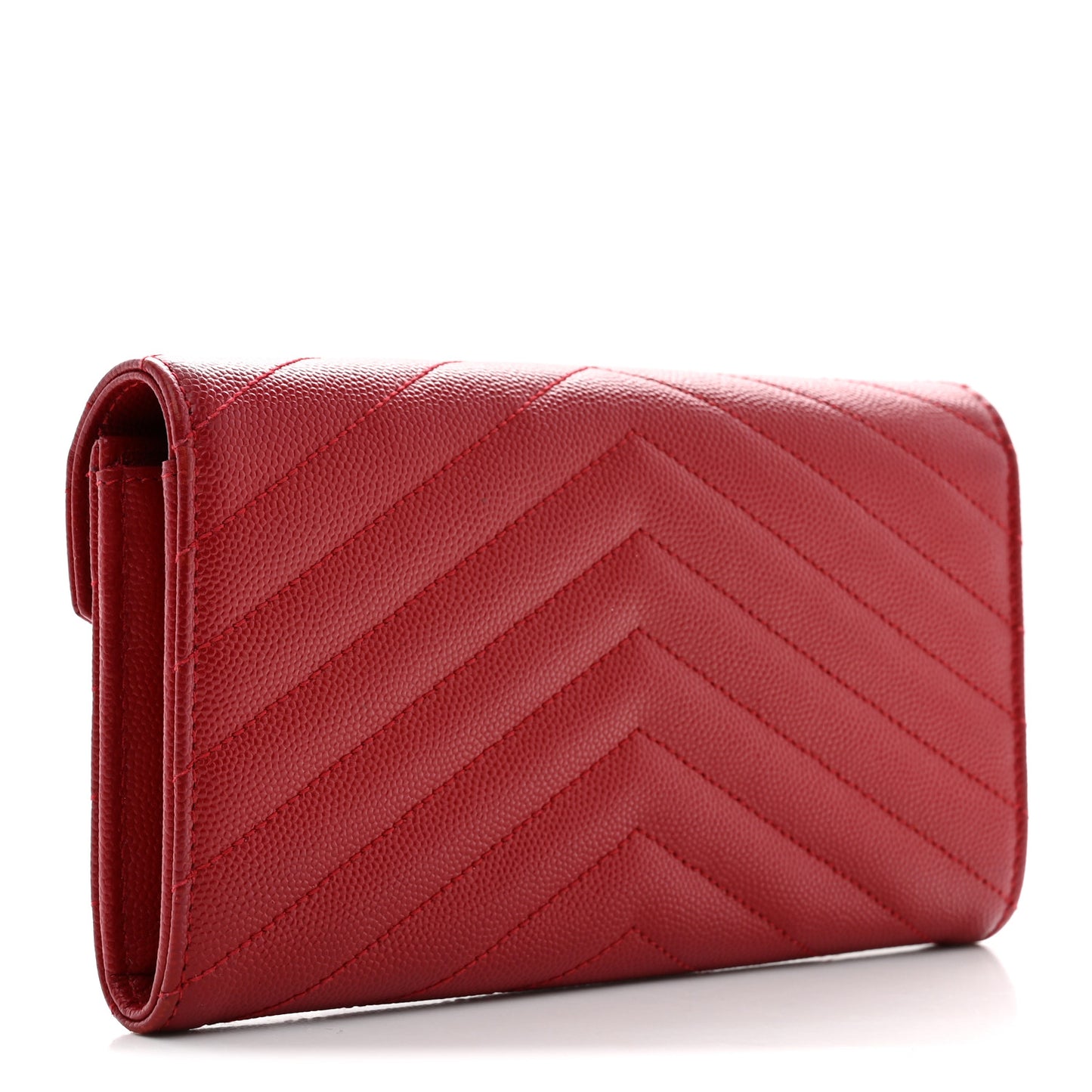 Grain De Poudre Matelasse Chevron Monogram Flap Wallet Red