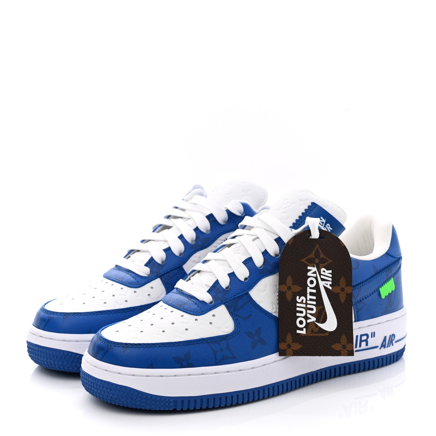 Louis Vuitton X NIKE AIR FORCE 1 Calfskin Monogram Mens Sneakers 6 Blue 4 of 11