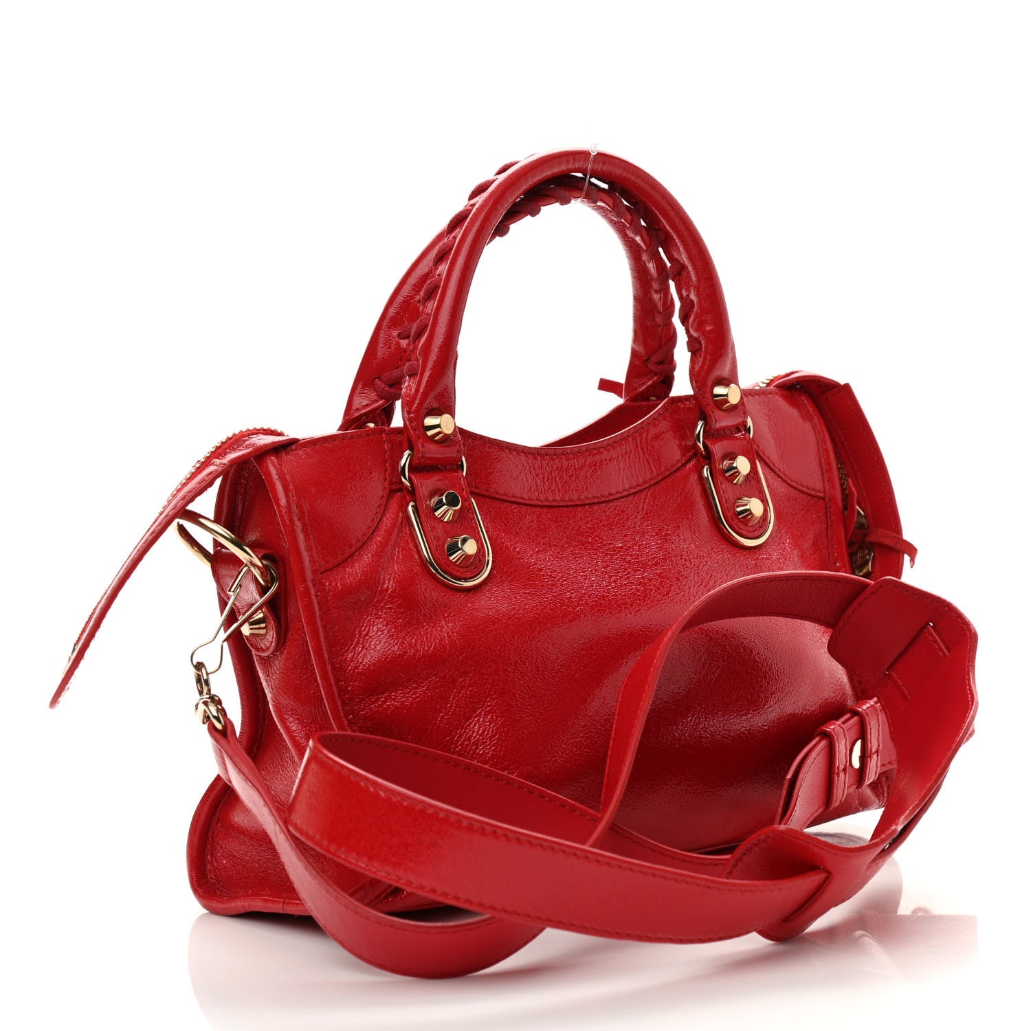 Balenciaga Chevre Gold Metallic Edge Hardware Mini City Rouge Grenade 3 of 11