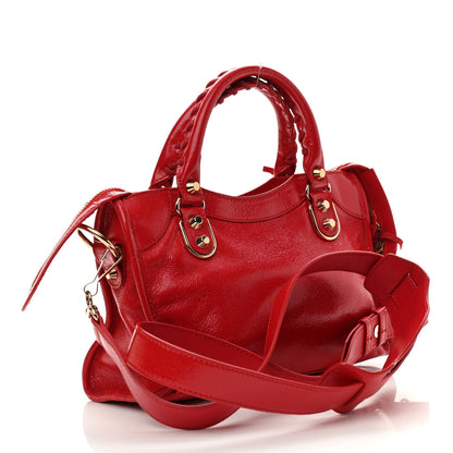 Balenciaga Chevre Gold Metallic Edge Hardware Mini City Rouge Grenade 3 of 11