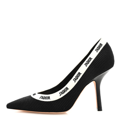 Christian Dior Technical Canvas Ribbon Embroidered J'Adior 100mm Pumps 39 Black 1 of 8