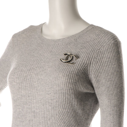 Chanel Baguette Crystal CC Brooch Silver Black 2 of 4