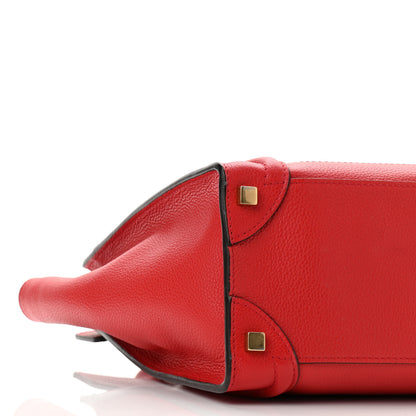 Celine Drummed Calfskin Micro Luggage Coquelicot 8 of 9