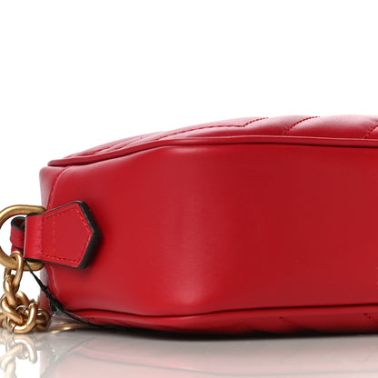 Gucci Calfskin Matelasse Mini GG Marmont Chain Shoulder Bag Hibiscus Red 5 of 16