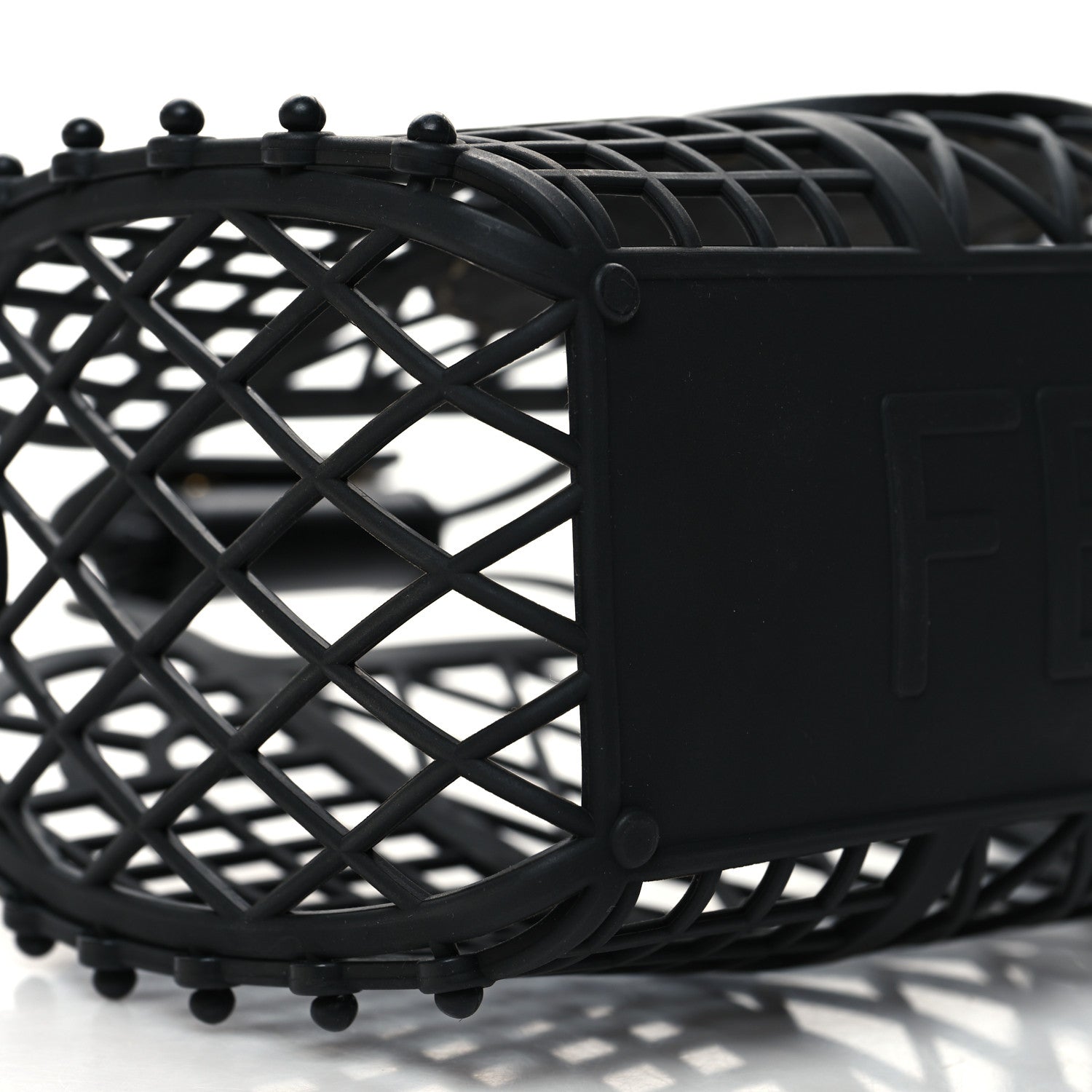 Fendi Recycled Plastic Vitello Liberty Matte Small Fendi Basket Black Miele Scuro 10 of 11