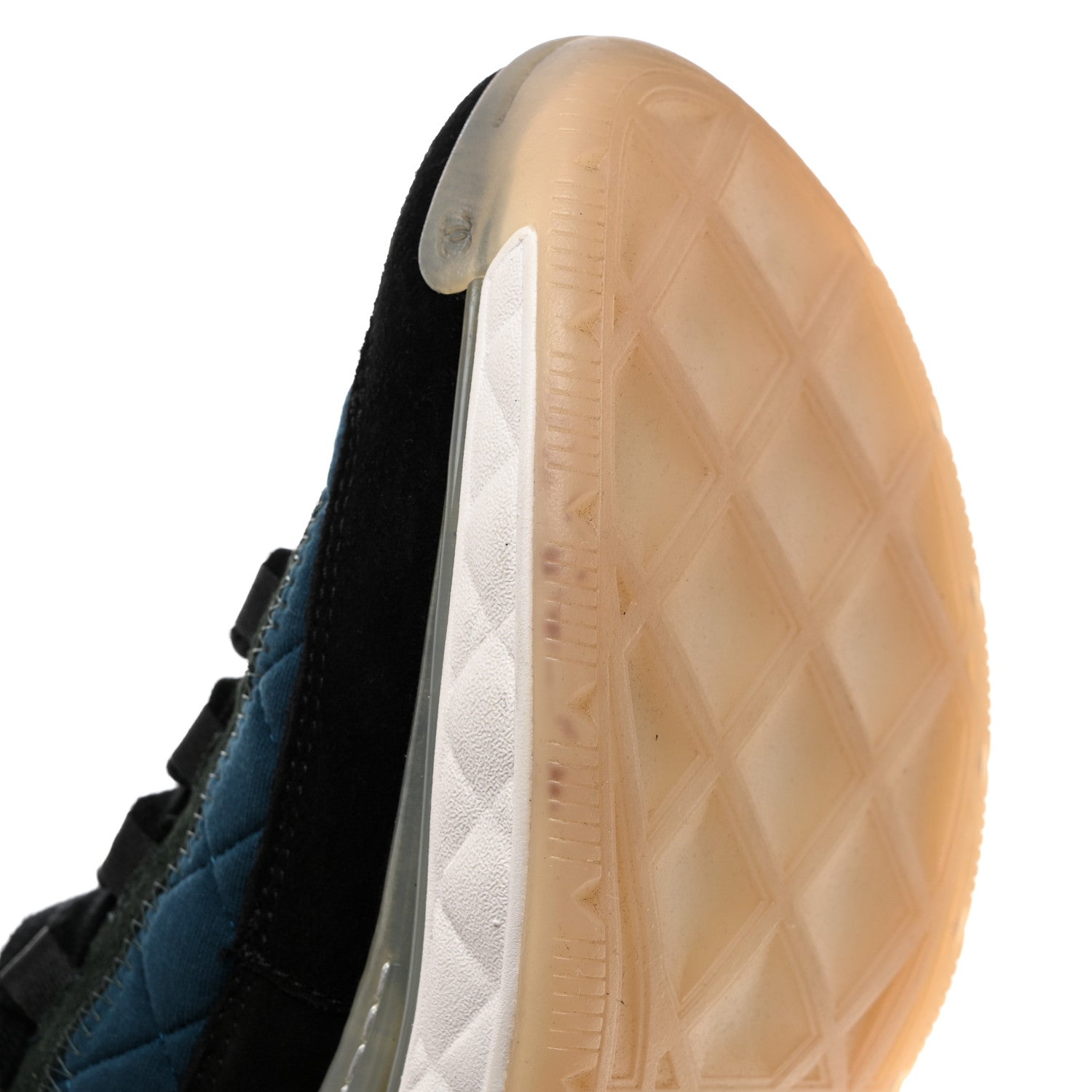 Chanel Fabric Suede Calfskin CC Sneakers 37.5 Dark Blue Dark Green Light Orange 9 of 9