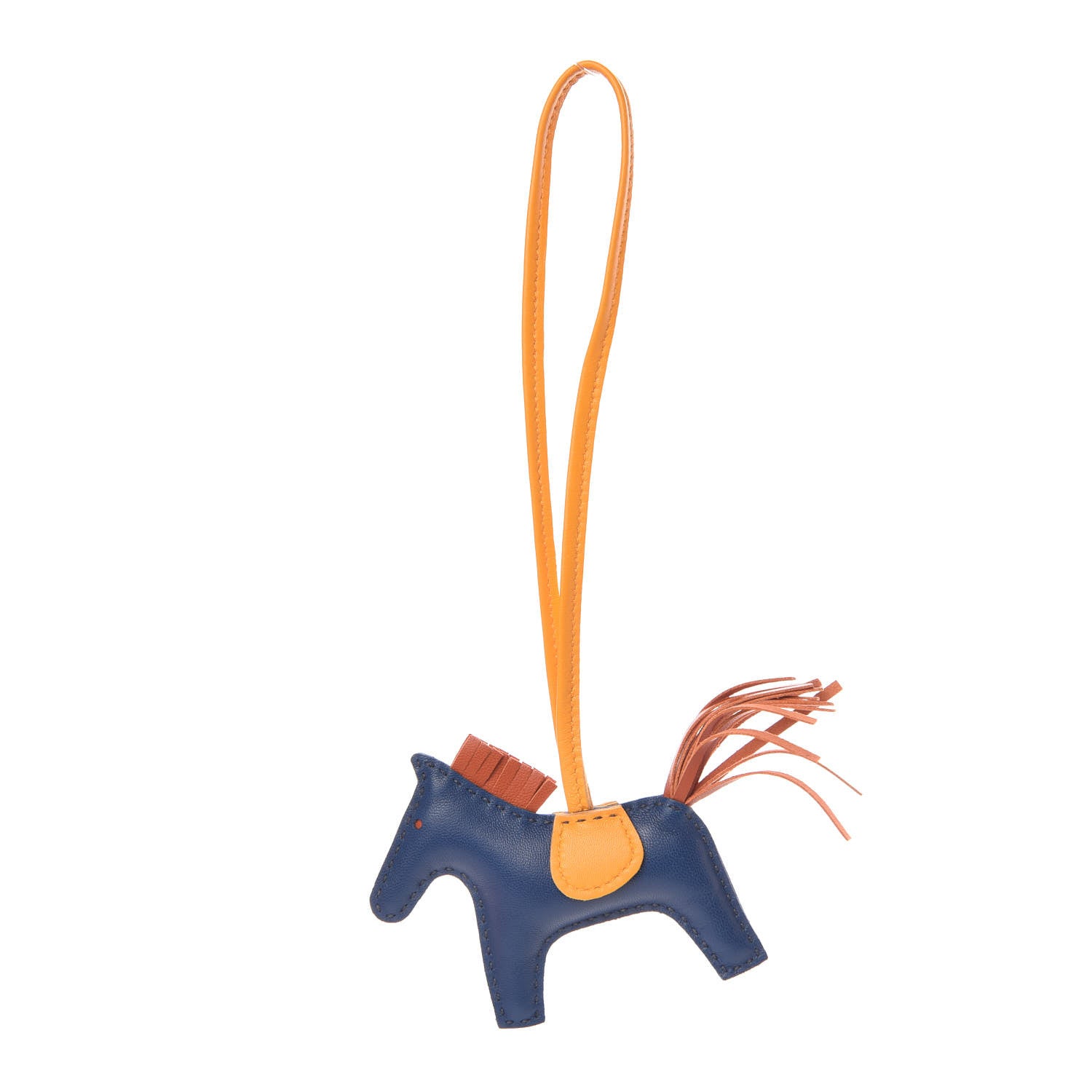 Hermes Milo Lambskin Grigri Rodeo Horse Bag Charm PM Bleu de Malte Cornaline Jaune D'Or 1 of 4