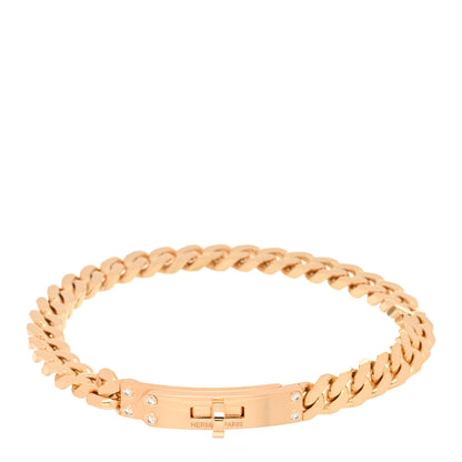 Hermes 18K Rose Gold Diamond PM Kelly Chaine Bracelet XXL 1 of 3