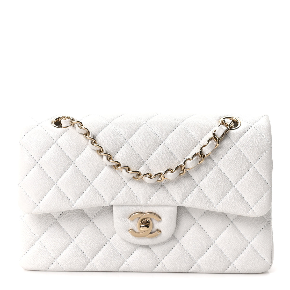 Caviar Quilted Small Double Flap White