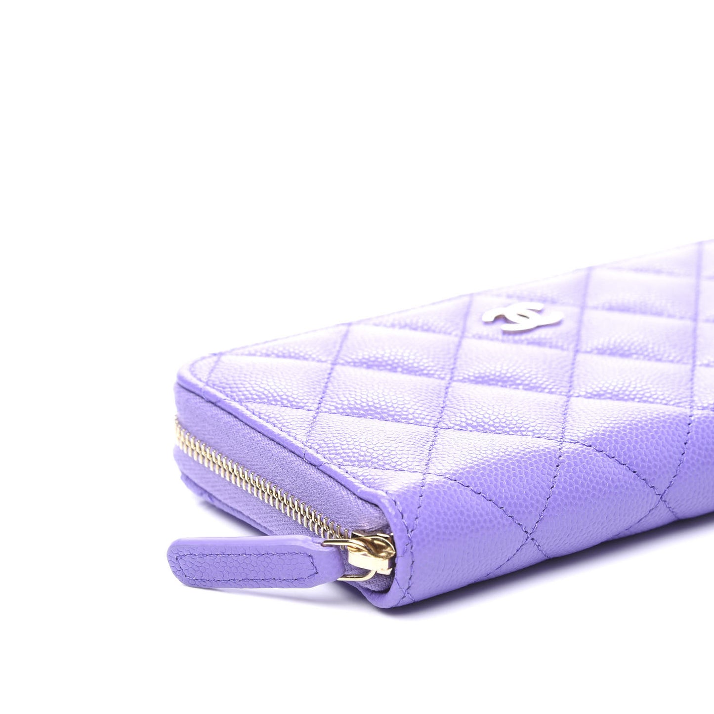 Caviar Quilted Medium Zip Around Wallet Purple