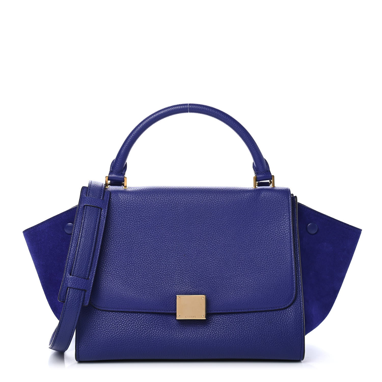Celine Drummed Calfskin Suede Small Trapeze Indigo 1 of 4