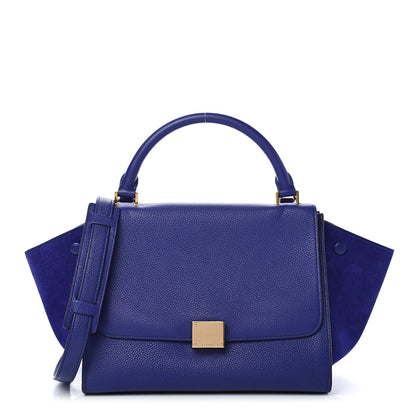 Celine Drummed Calfskin Suede Small Trapeze Indigo 1 of 4