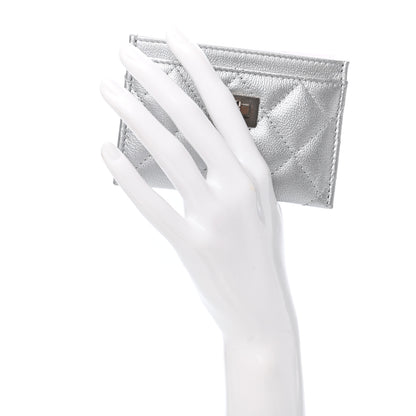 Chanel Metallic Calfskin Quilted Reissue Card Holder Silver 2 of 8