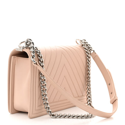 Chanel Calfskin Chevron Quilted New Medium Boy Flap Beige 3 of 11