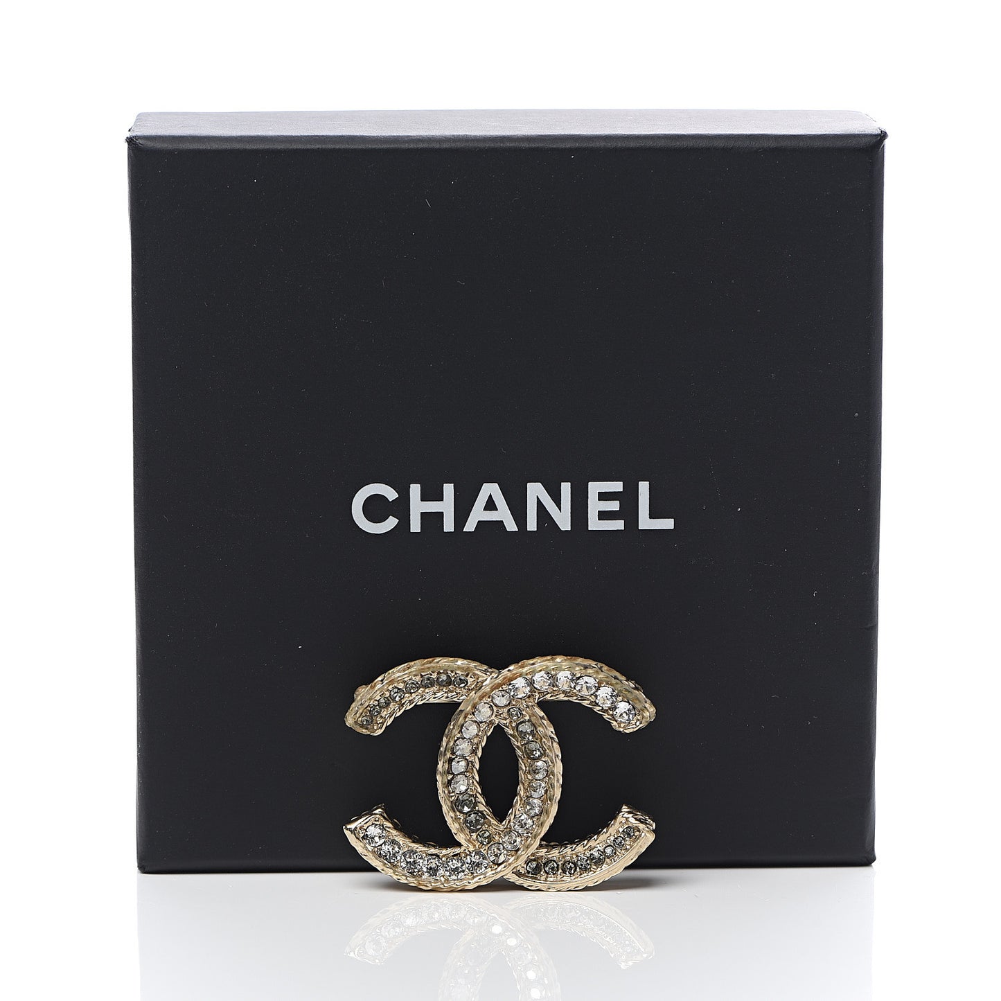 Crystal CC Brooch Pin Light Gold