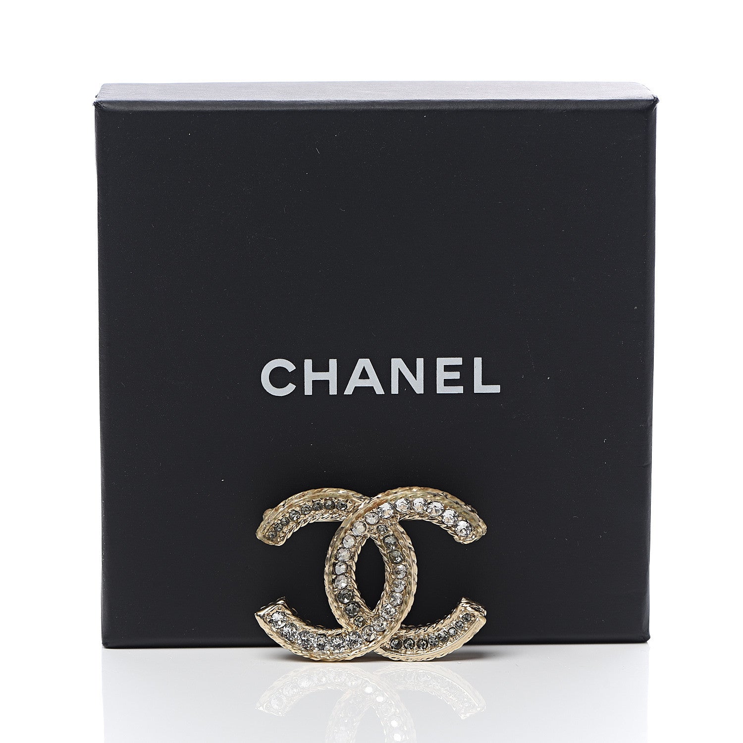 Chanel Crystal CC Brooch Pin Light Gold 4 of 4