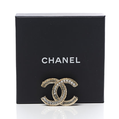 Chanel Crystal CC Brooch Pin Light Gold 4 of 4