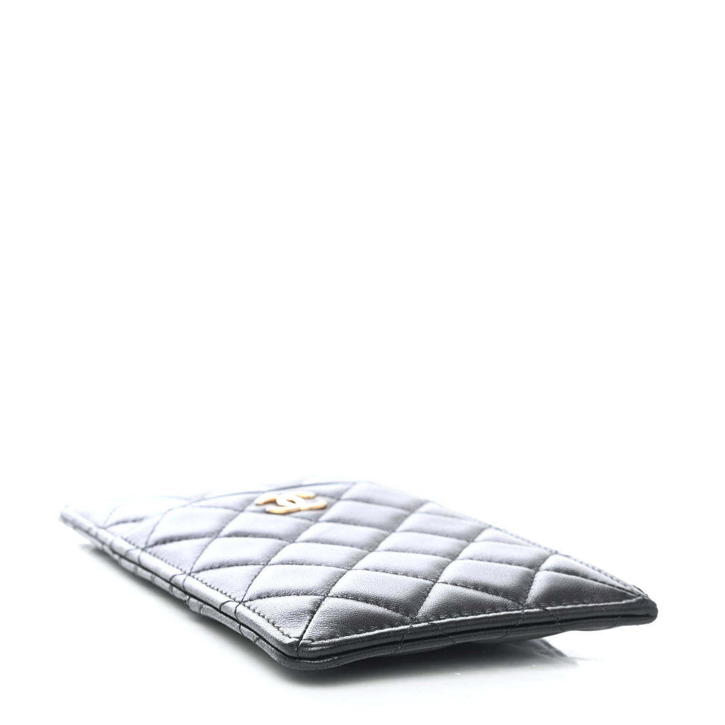 Lambskin Quilted Egyptian Amulet Classic Flat Wallet Pouch Black