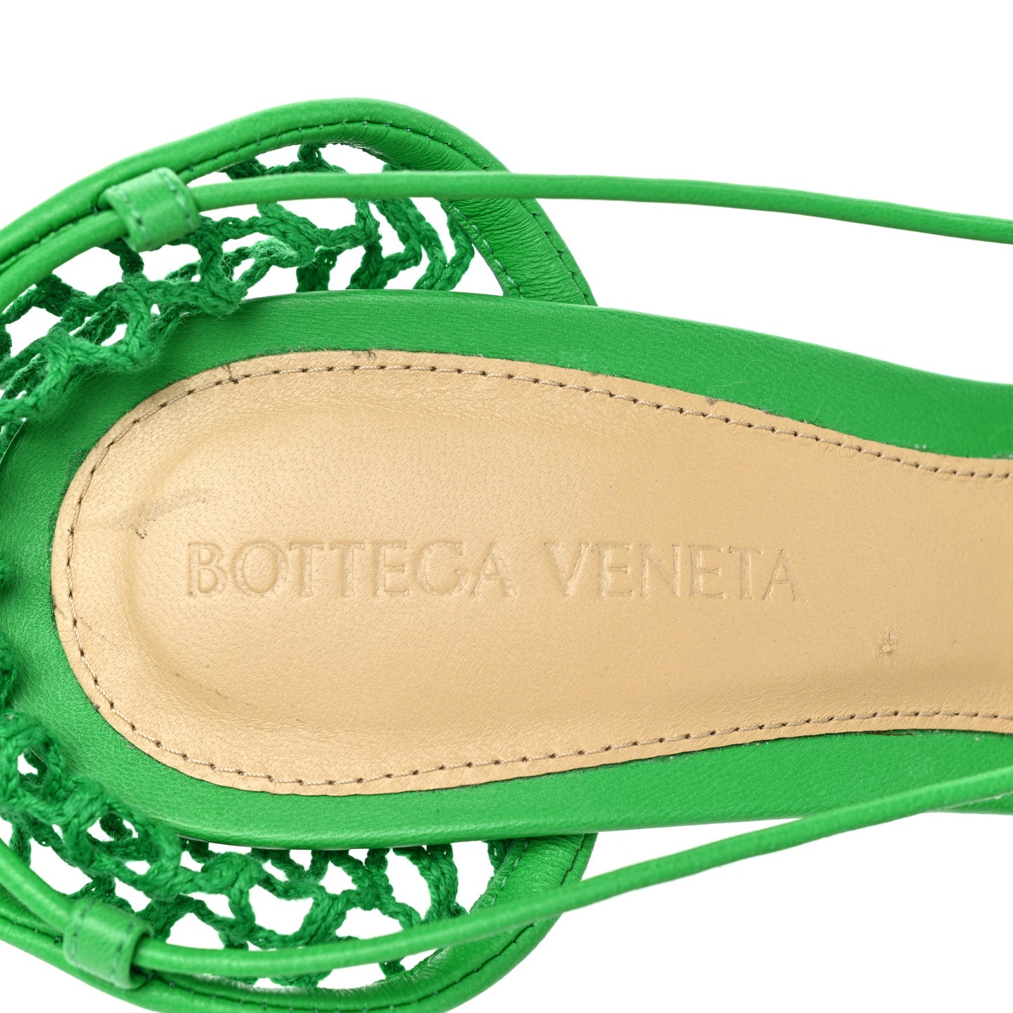 Mesh Nappa Stretch Ankle Tie 90mm Sandals 37 Grass