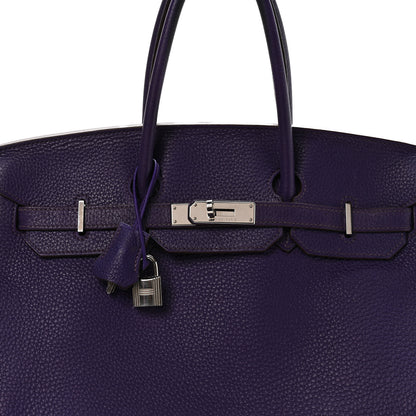 Hermes Taurillon Clemence Birkin 35 Iris 7 of 9