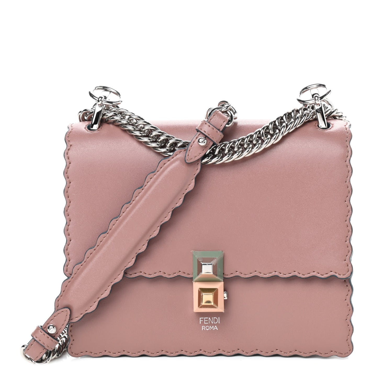 Vitello Liberty Scalloped Studded Small Kan I Shoulder Bag English Rose
