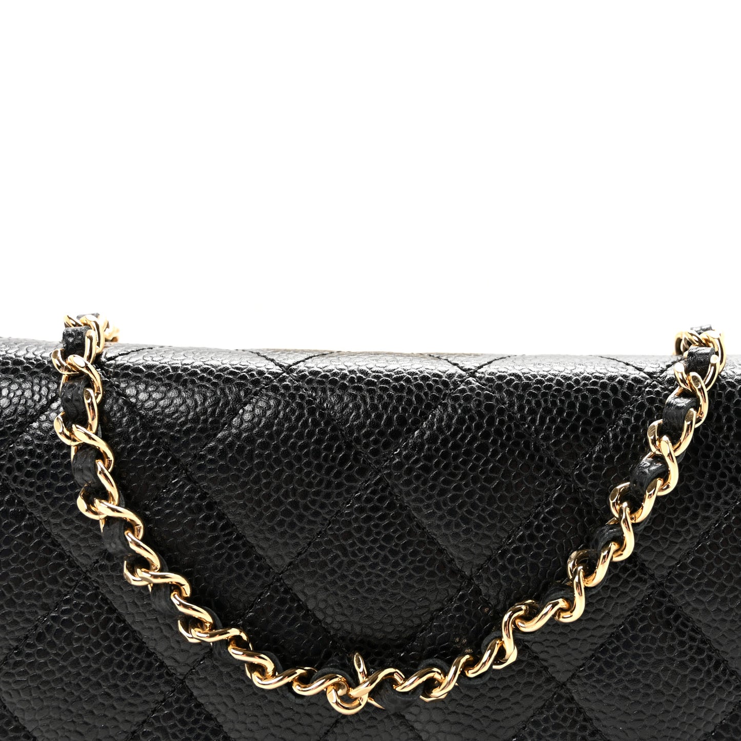 Caviar Quilted Wallet on Chain WOC Black