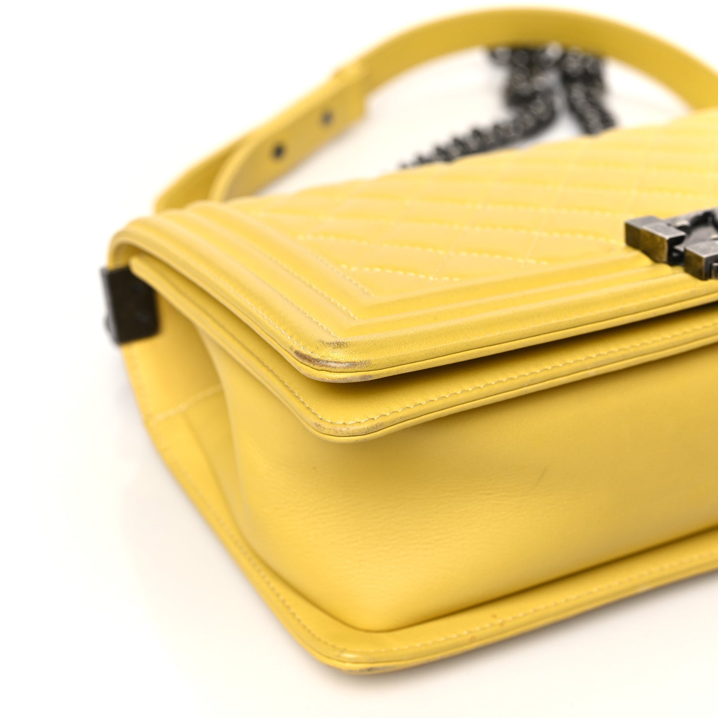 Calfskin Quilted Medium Boy Flap Yellow