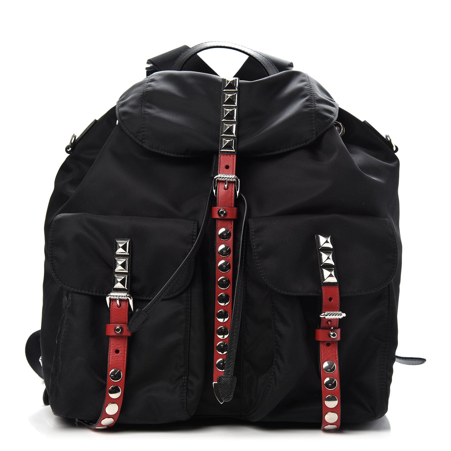 Nylon New Vela Studded Backpack Black Fuoco
