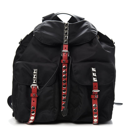 Prada Nylon New Vela Studded Backpack Black Fuoco 1 of 8