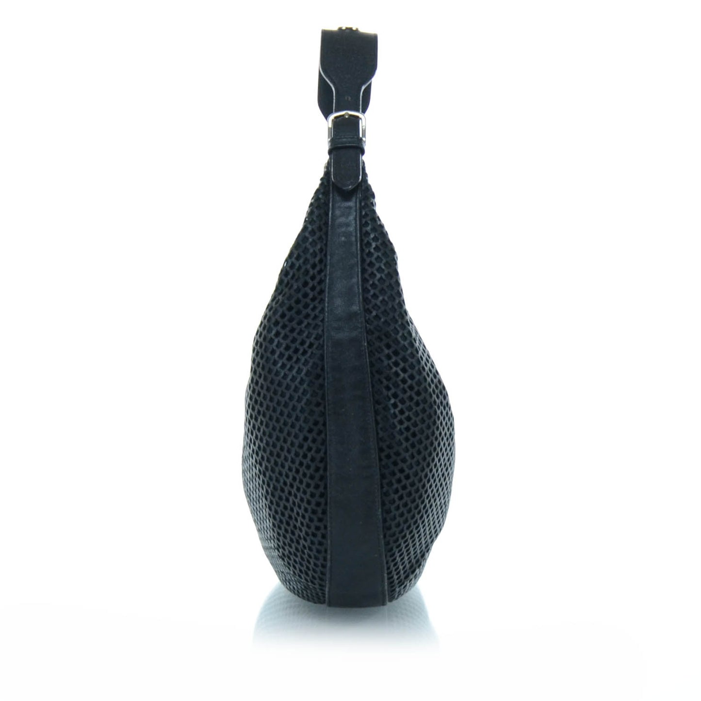 Leather Perforated Hobo Black