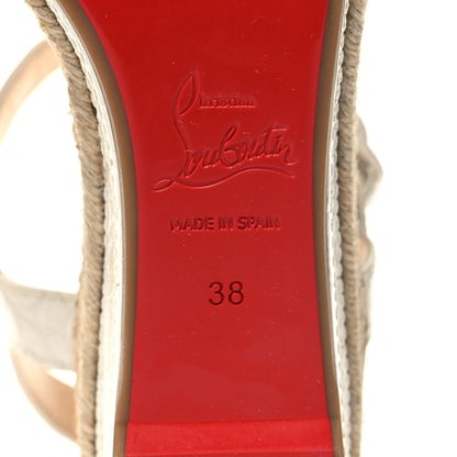 Christian Louboutin Calfskin Crocodile Embossed Almerio 60 Espadrille Wedges 38 White 6 of 9