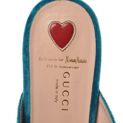 Gucci Velvet Floral Embroidered Womens Princetown Slippers 38 Pavone 6 of 12