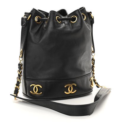 Chanel Lambskin CC Drawstring Shoulder Bag Black 3 of 10