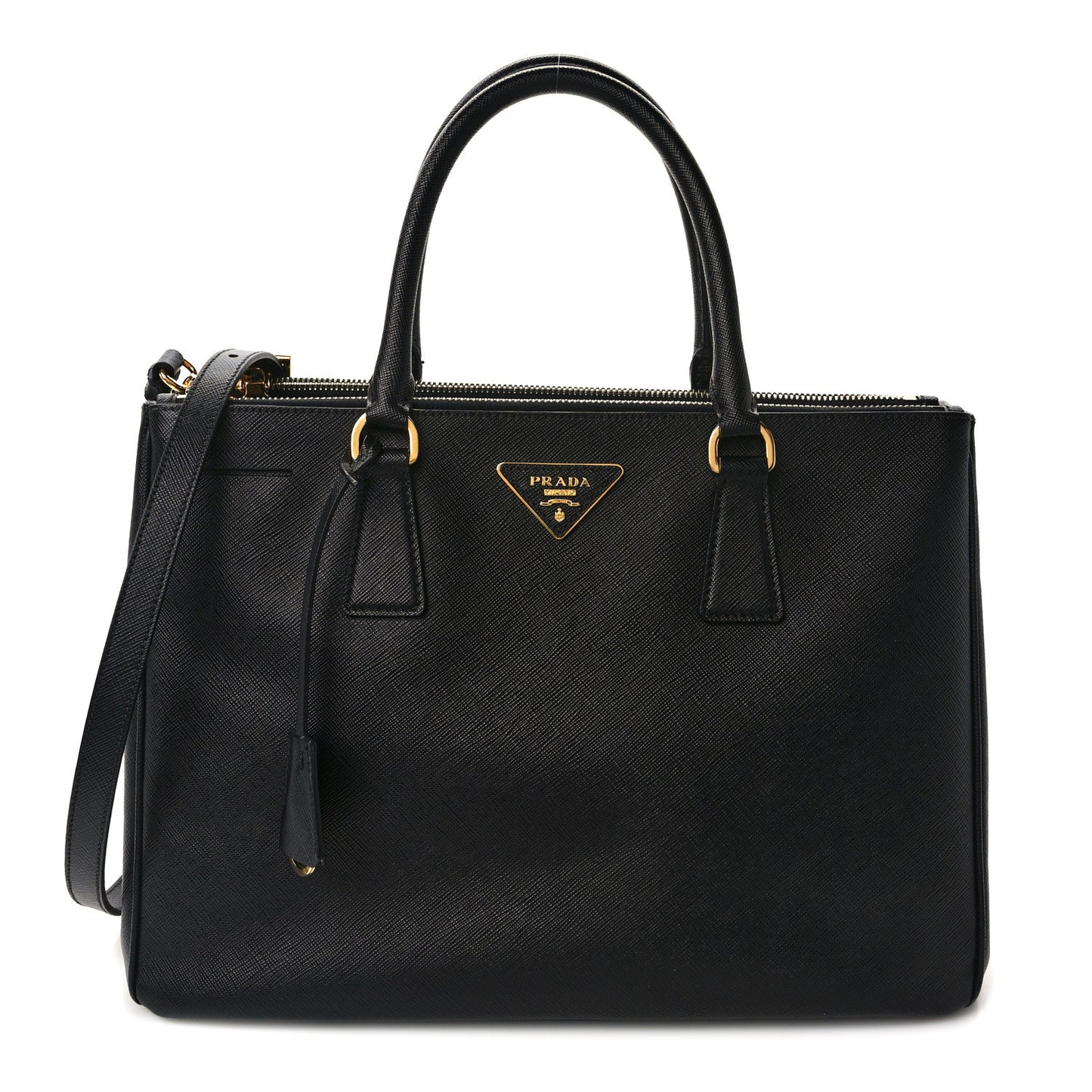 Saffiano Medium Galleria Double Zip Tote Black
