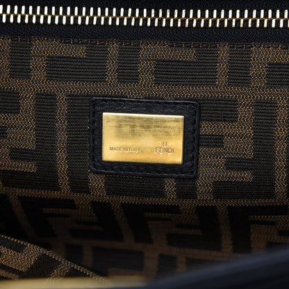 Fendi Goatskin Zucca Large Peekaboo Iconic Satchel Black Tobacco 8 of 10