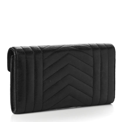 Saint Laurent Lambskin Mixed Matelasse Quilted Large Monogram Envelope Wallet Black 3 of 16