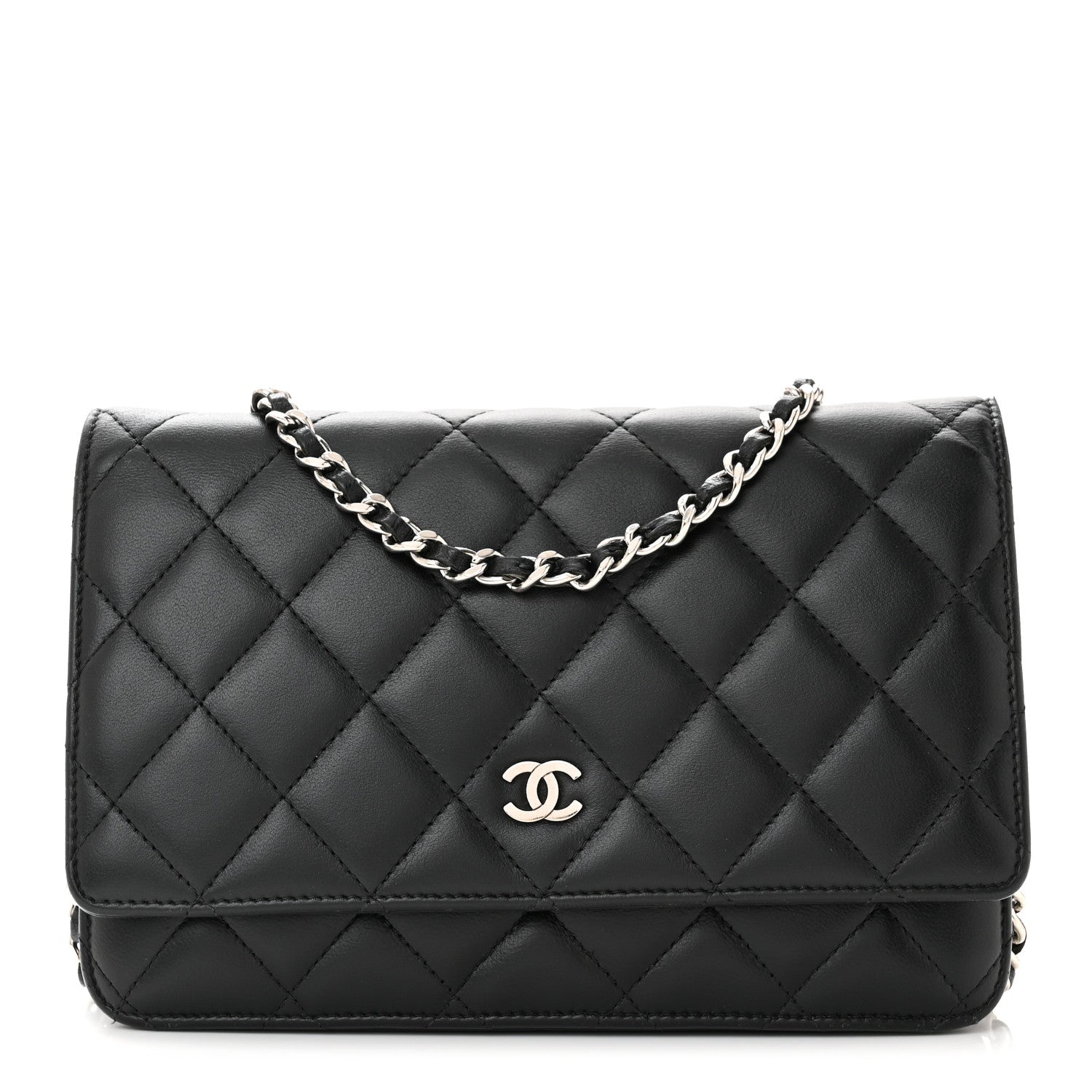 Chanel Lambskin Quilted Wallet On Chain WOC Black 1 of 11