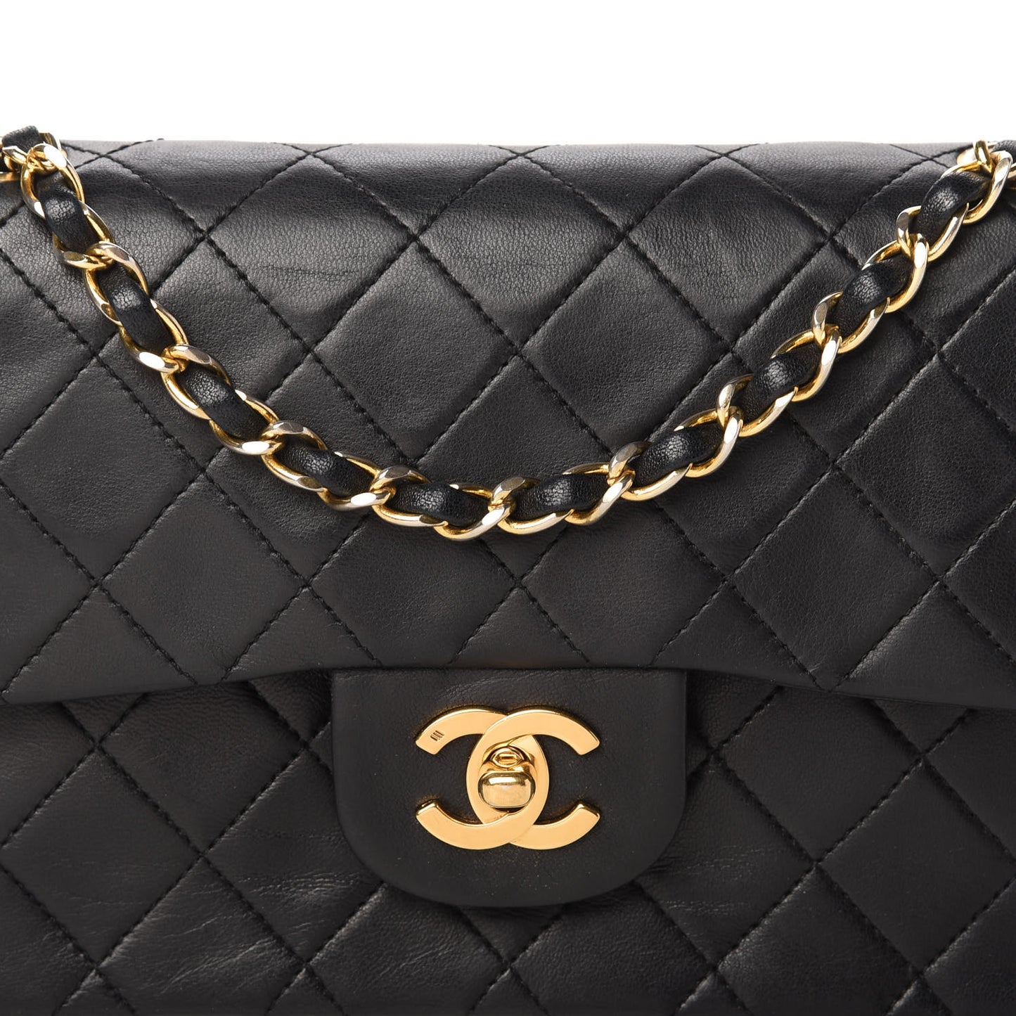 Lambskin Quilted Small Double Flap Black
