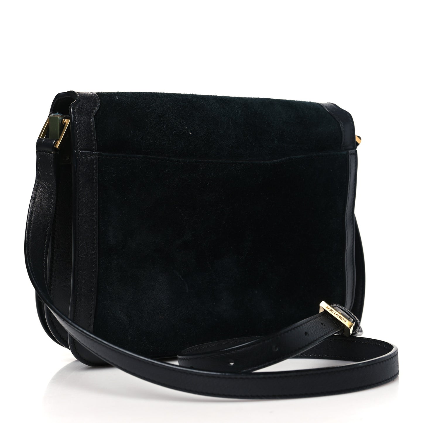Suede Smooth Calfskin Monogram Medium Solferino Soft Satchel Black